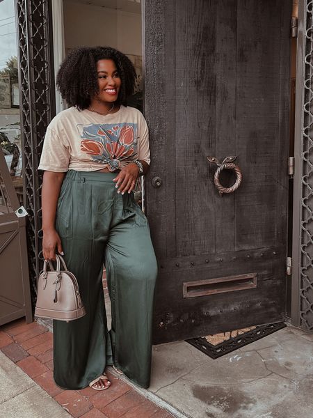 Love the way flecks of green in this graphic tee match the satin pants! Linking several options for you guys. The sandals are on MAJOR sale right now. 


#LTKsalealert #LTKcurves #LTKitbag