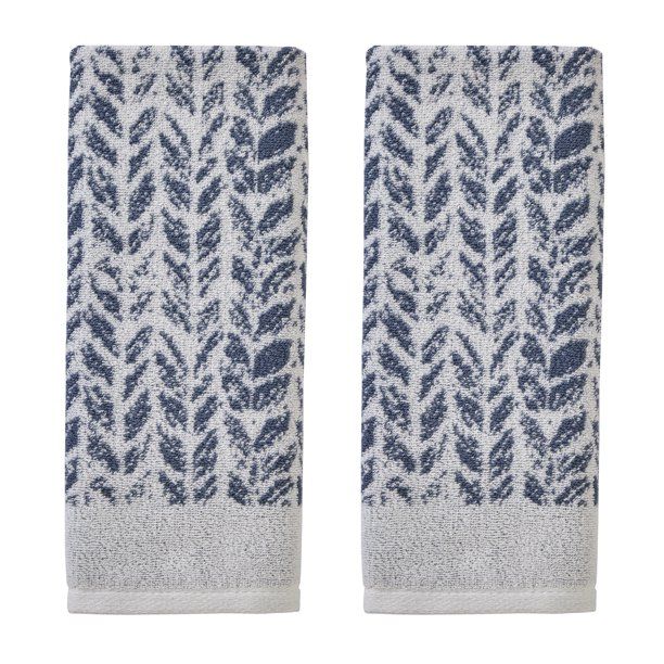 SKL Home Distressed Leaves 2 Piece Cotton Hand Towels, Denim Blue - Walmart.com | Walmart (US)