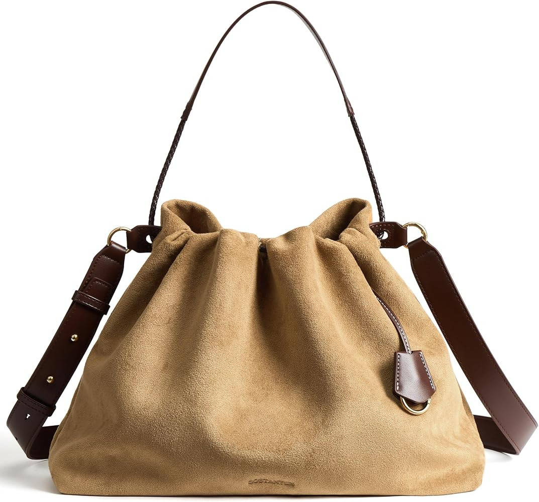 BOSTANTEN Slouchy Hobo Bag for Women Drawstring Crossbody Shoulder Purse | Amazon (US)