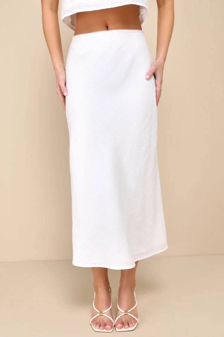 Pleasant Poise White High-Rise A-Line Midi Skirt | Lulus