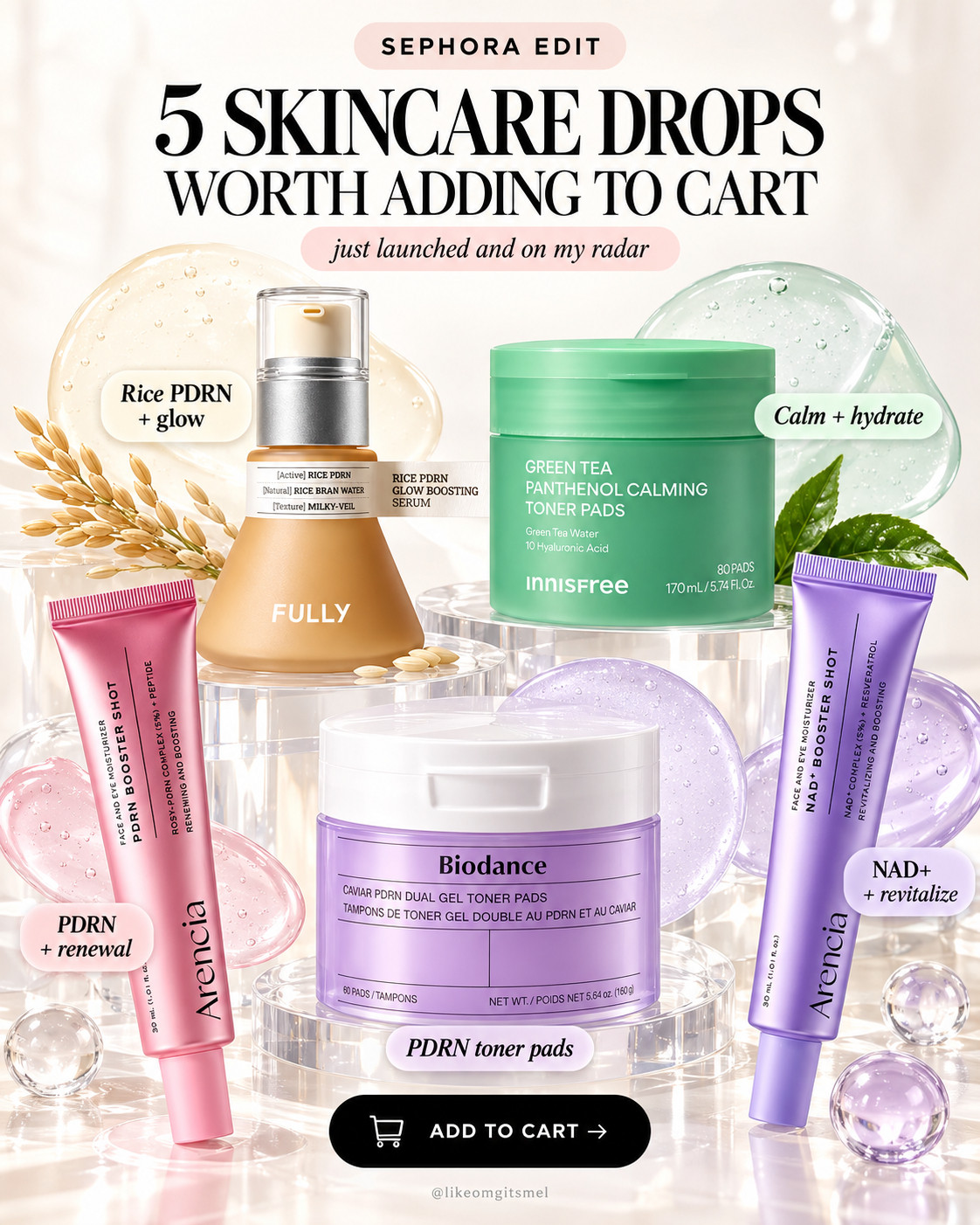 @Sephora’s newest skincare drops are VERY into PDRN right now—and if that ingredient has been all over your feed, these are the launches I’d be clicking on. 👀🩷✨

Fully’s Rice PDRN serum is the glow-focused pick, Biodance turned PDRN into toner pads, and Arencia has two targeted Booster Shots—PDRN for renewal and NAD+ for a revitalizing boost. Innisfree’s Green Tea Panthenol Calming Toner Pads are the outlier here and the one I’d look at for calm + hydration.

I especially love that these aren’t five versions of the same serum. If you’ve been curious about PDRN skincare, there are completely different ways to work it into your routine depending on what you’ll actually use consistently.

📌 SAVE this Sephora new-skincare edit for your next skincare restock + PDRN deep dive!

Everything is linked! ↓

#LTKSaleAlert #LTKBeauty #LTKTravel