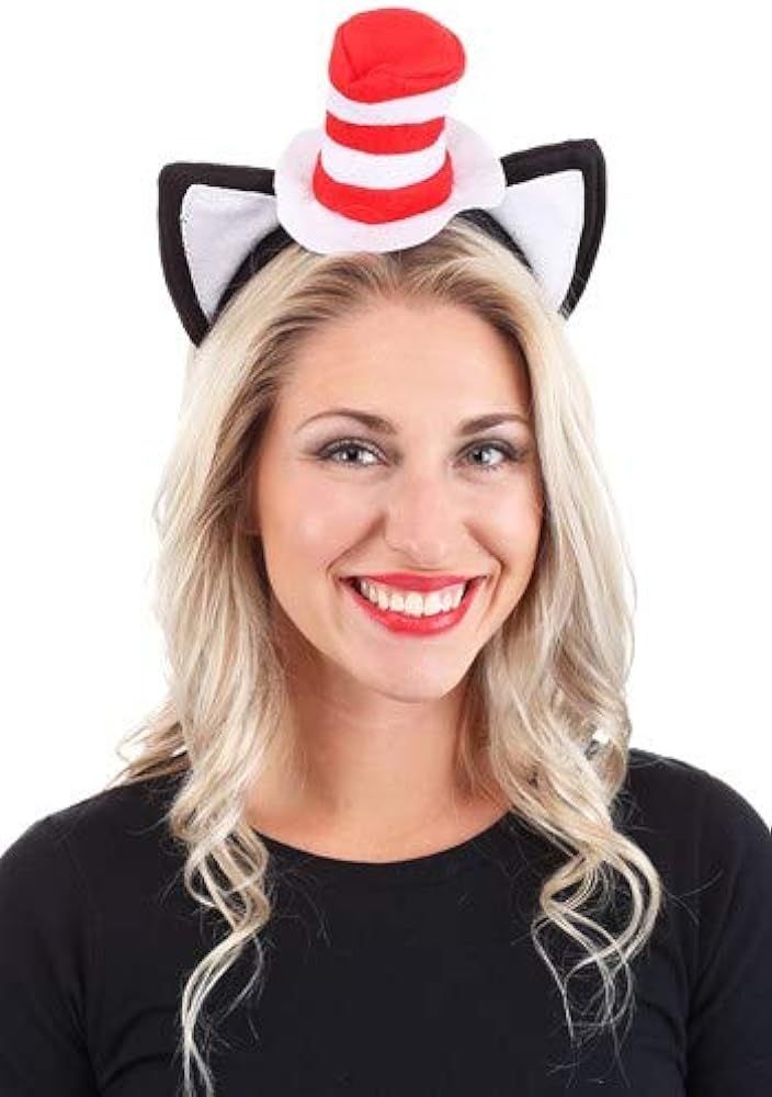 Dr. Seuss Cat in The Hat Costume Ears Headband with Stovepipe Hat Black | Amazon (US)