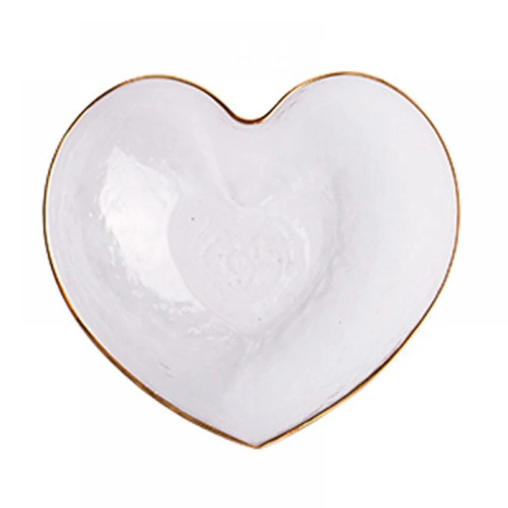 Heart-Shaped Glass Bowl with Golden Rim Edge, Heart Shaped Bowls for Home Decor, Fruit Salad Cand... | Walmart (US)