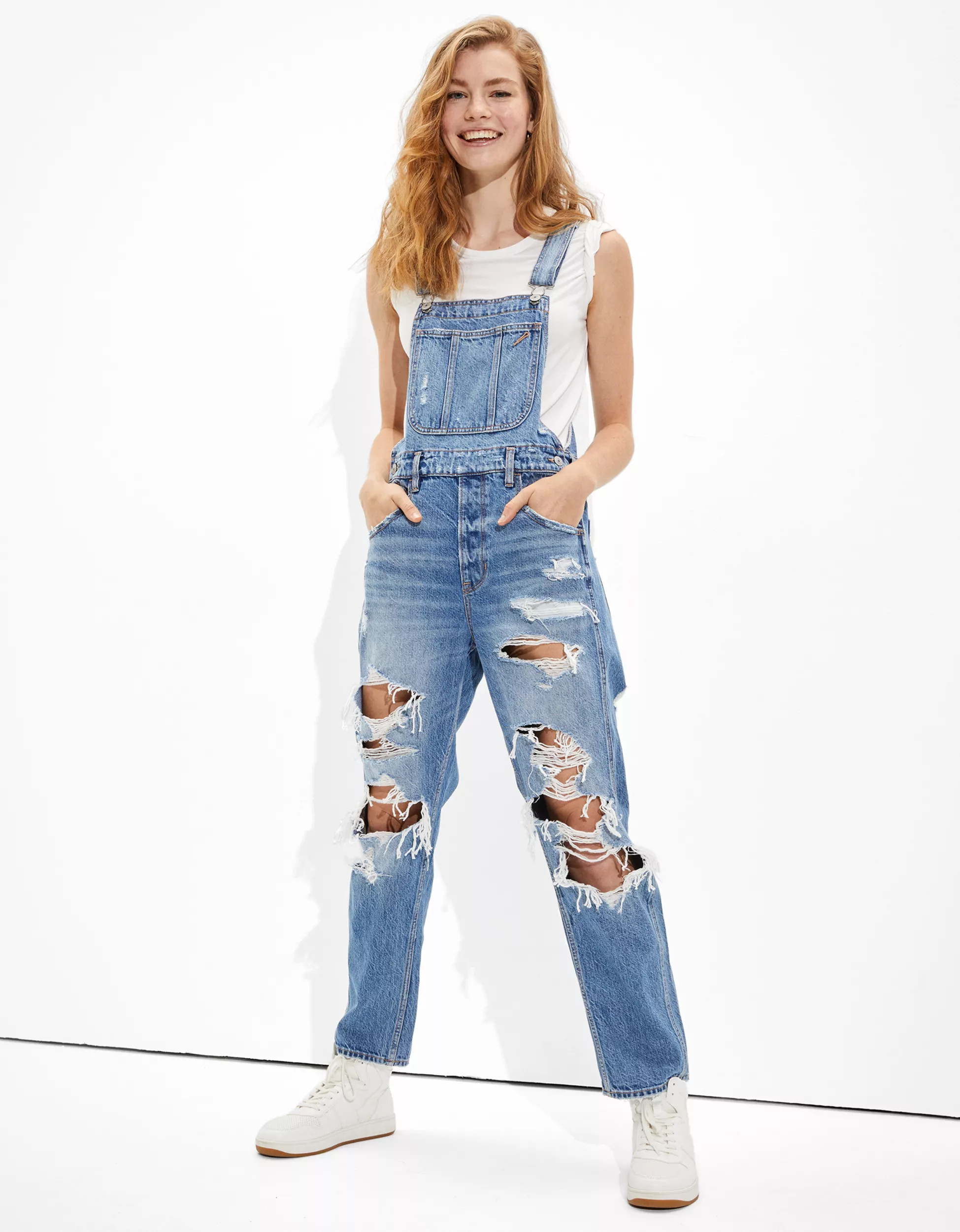 AE Ripped '90s Boyfriend Denim Overall | American Eagle Outfitters (US & CA)