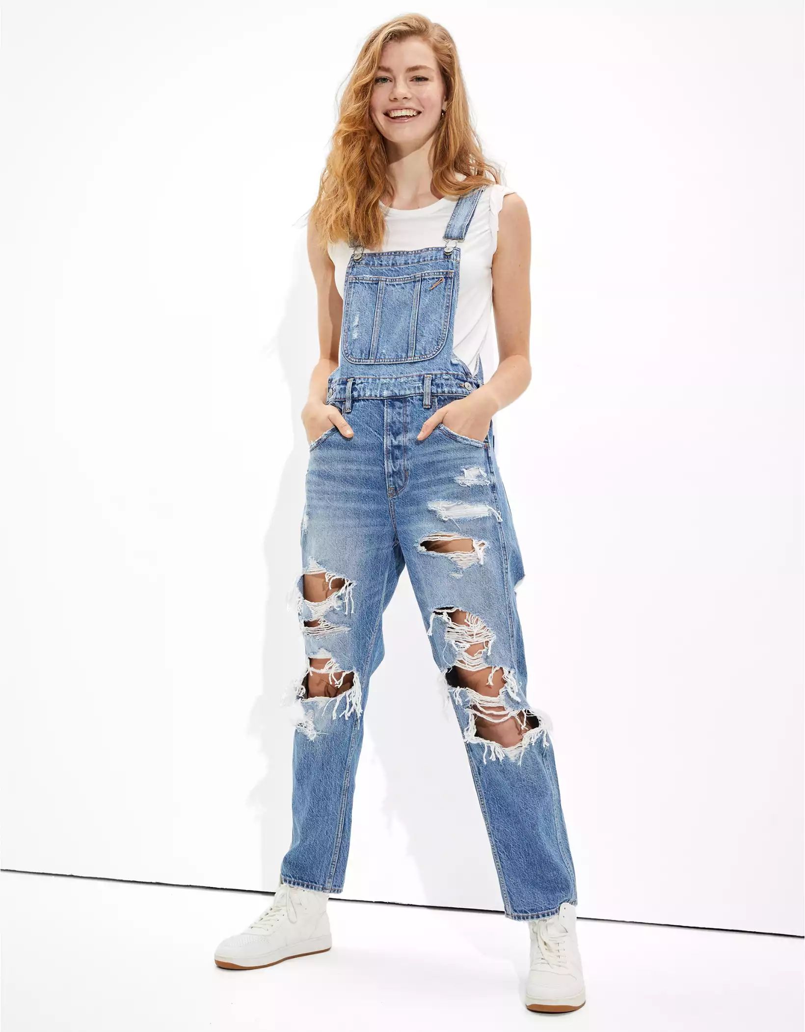 AE Ripped '90s Boyfriend Denim Overall | American Eagle Outfitters (US & CA)