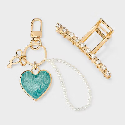 Claw Hair Clip and Bag Charm Pearls - A New Day™ Gold | Target