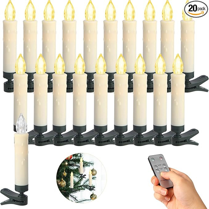 20 PCS Flickering Christmas Tree Candle Lights, Clip on Candles for Christmas Tree Battery Operat... | Amazon (US)