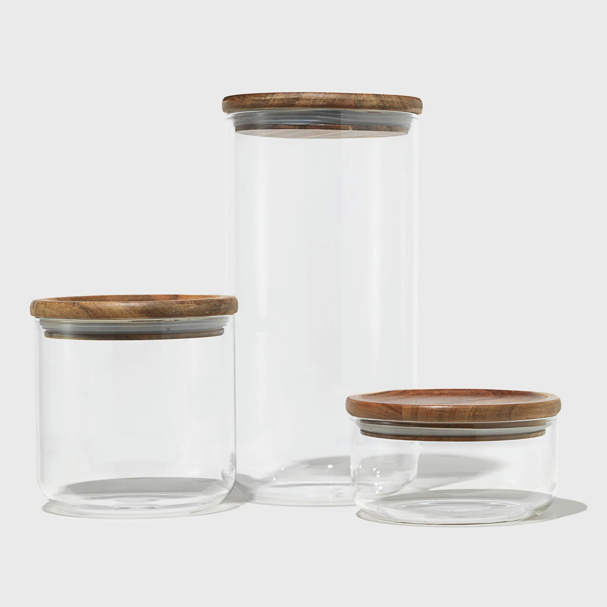 Glass Canisters Set | Borosilicate Glass, Silicone Lined Acacia Wood Lid |3 Count | Public Goods | Public Goods