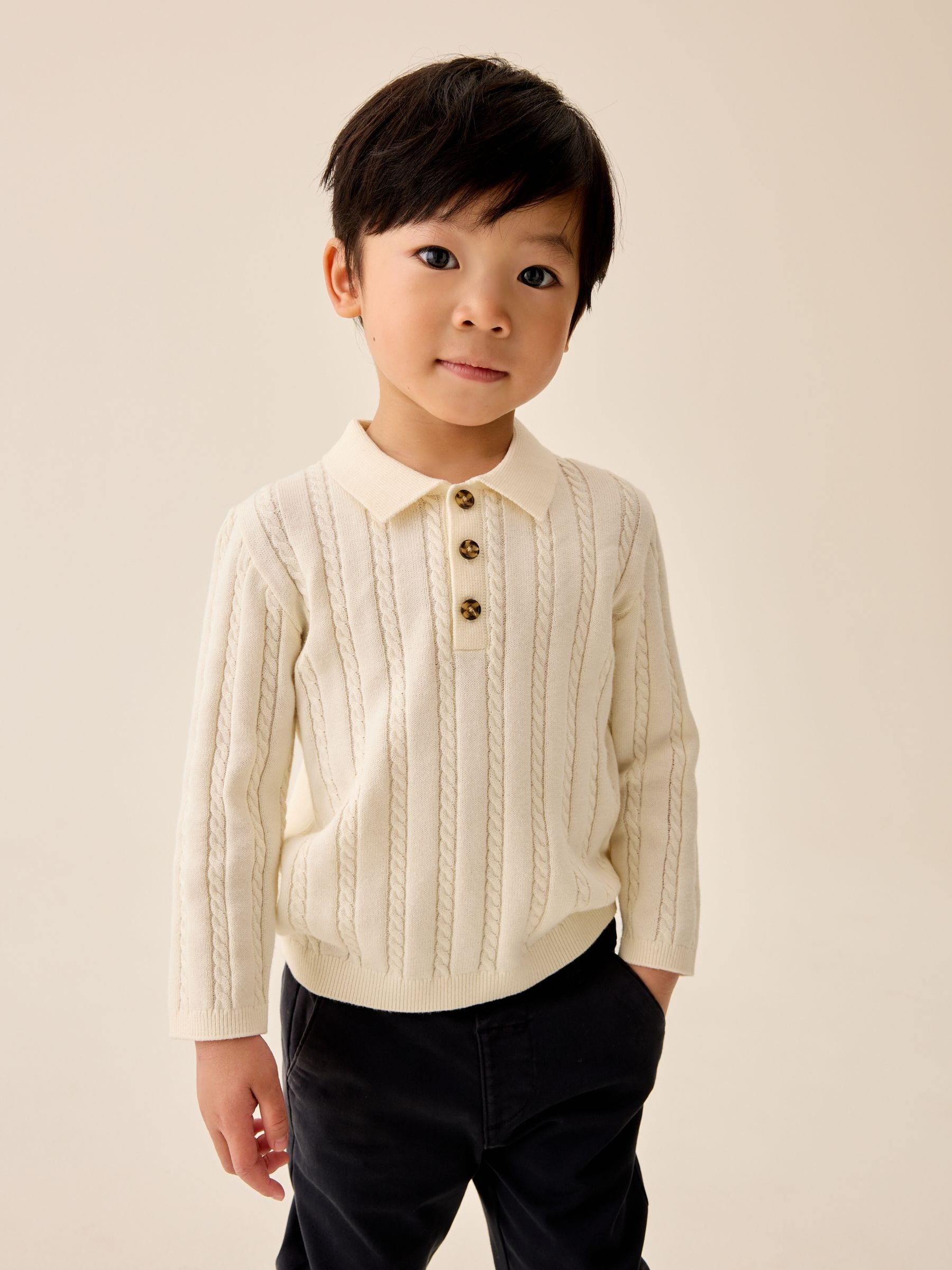 Cable Knit Polo Shirt (3mths-7yrs) | Next US