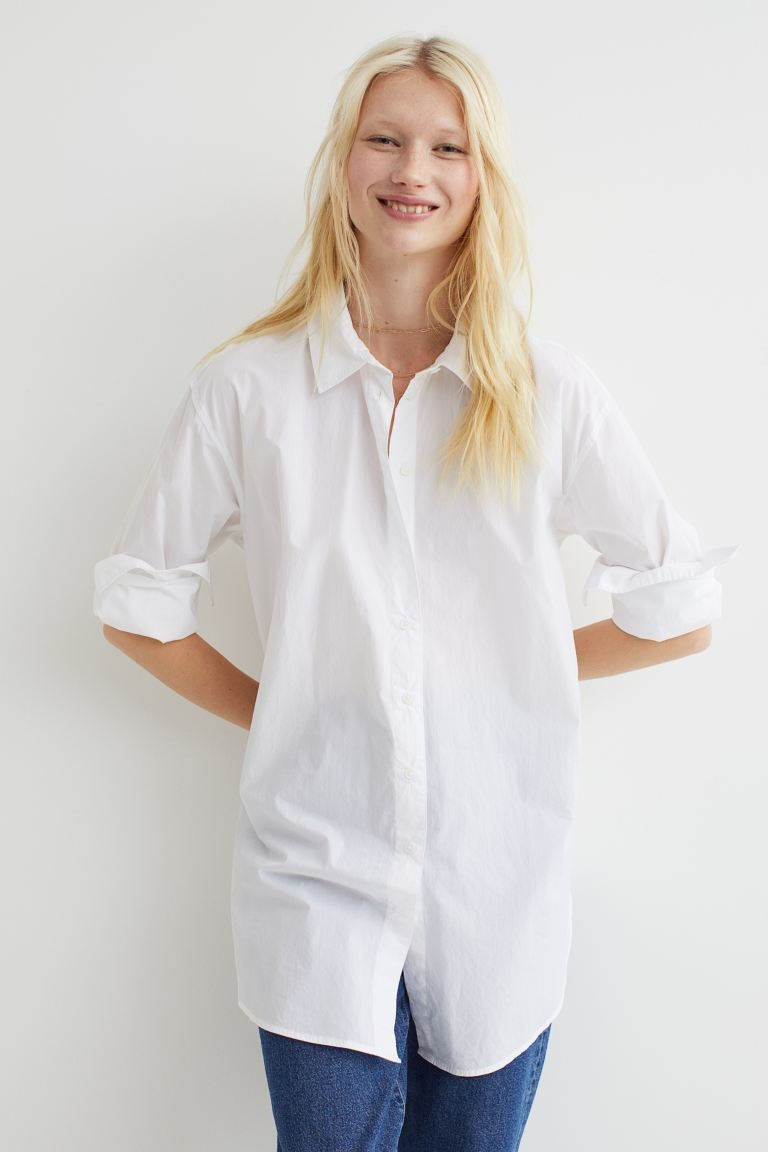 Long Cotton Shirt | H&M (US + CA)