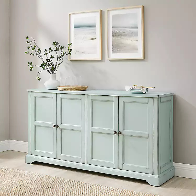 Light Blue Paneled 4-Door Sideboard | Kirklands Home | Kirklands