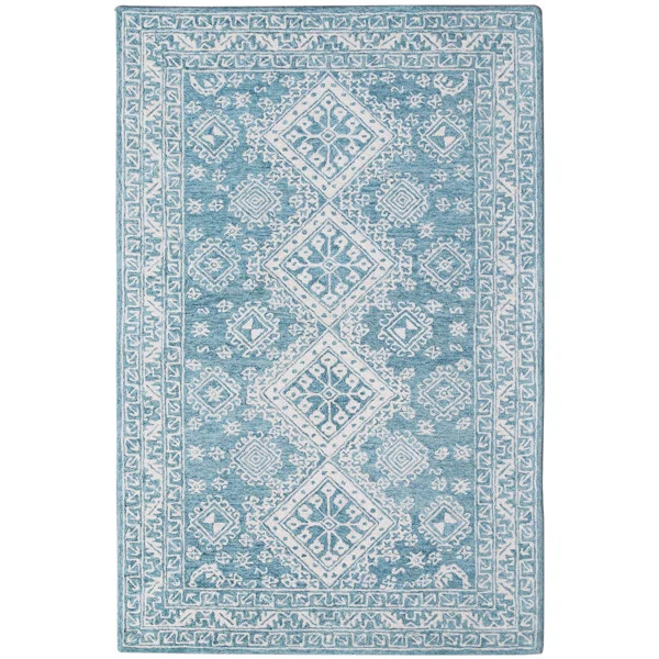 Laurent Oriental Handmade Tufted Wool Blue Area Rug | Wayfair Professional
