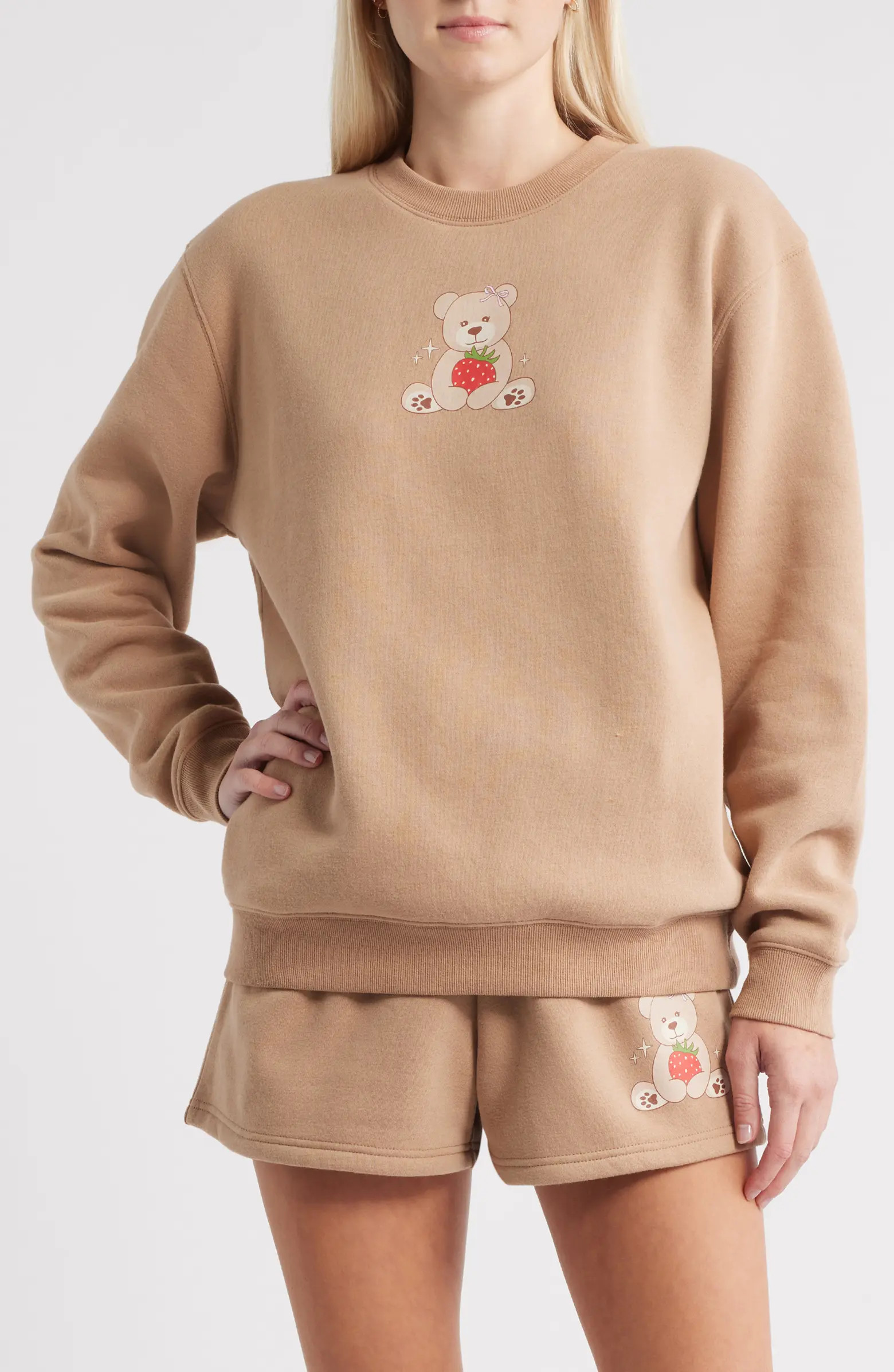 Teddy Bear & Strawberry Crewneck Sweatshirt | Nordstrom