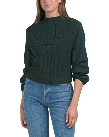 Crop Turtleneck Sweater, Polyester/Acrylic | TJ Maxx
