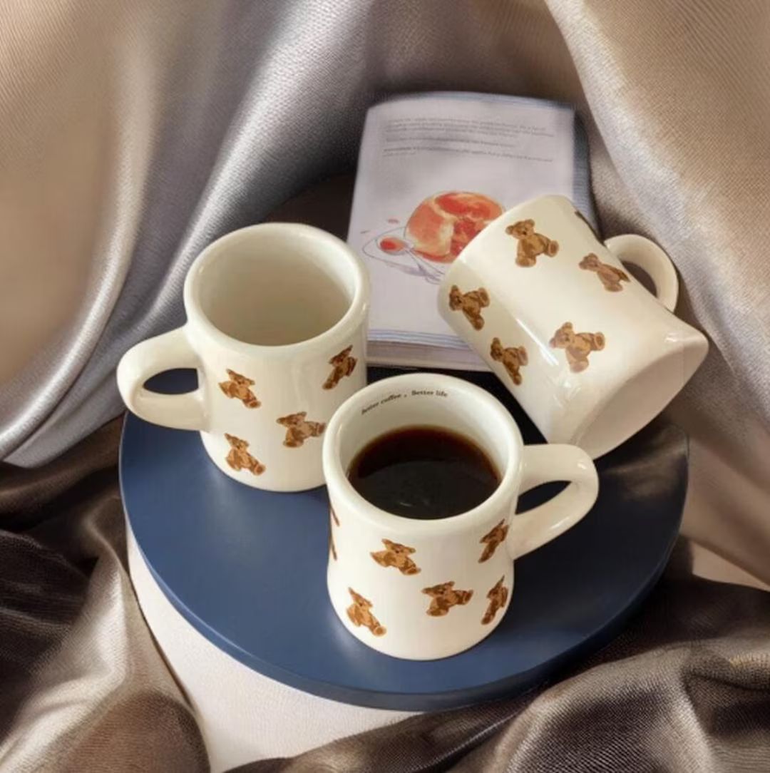1pc Teddy Bear Coffee Cup/Beige Coffee Mug/Ceramic Drinkware/Mug with Handle/Gift | Etsy (US)