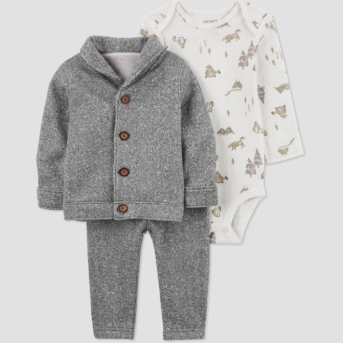 Carter's Just One You®️ Baby Boys' 3pc Forest Top & Bottom Set - Gray | Target