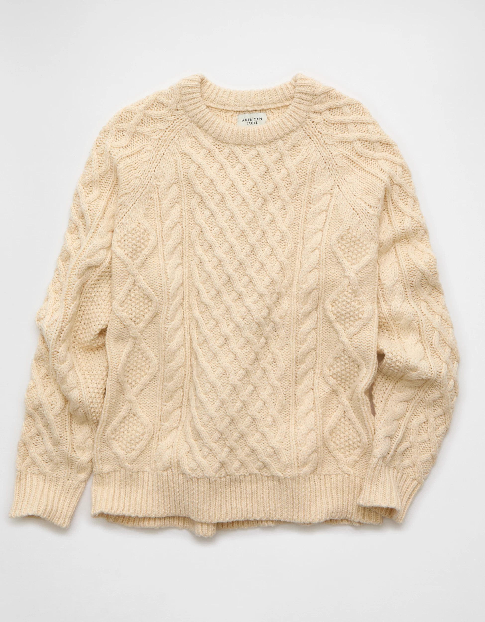 AE Cable Knit Crew Neck Sweater | American Eagle Outfitters (US & CA)