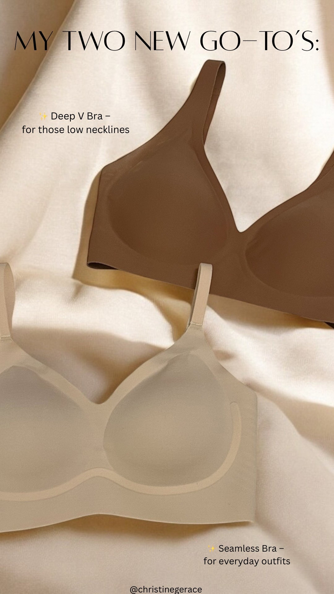 My two new go-to’s:
✨ Deep V Bra – for those low necklines 
✨ Seamless Bra – for everyday outfits

#amazonbra #oeakbra #musthavebras #seamless #wireless #everydaybra #mothersday 

#LTKGiftGuide #LTKStyleTip #LTKFindsUnder50