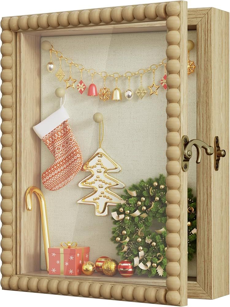 Love-KANKEI Shadow Box Frame 8x10,Wood Deep Shadow Box Display Case with Unique Beads Door and Gl... | Amazon (US)