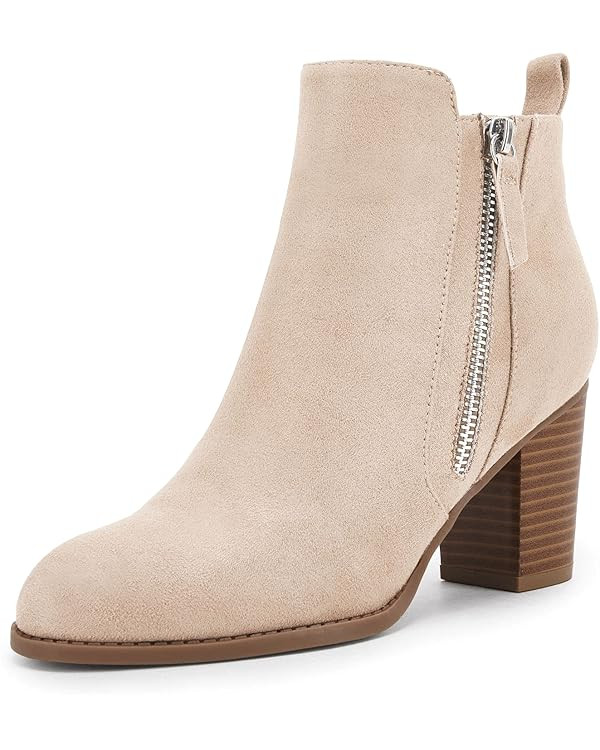 Rilista Ankle Boots for Women Chunky Block Heel Side Zipper Pointd Toe Suede Fall Winter Bootie S... | Amazon (US)
