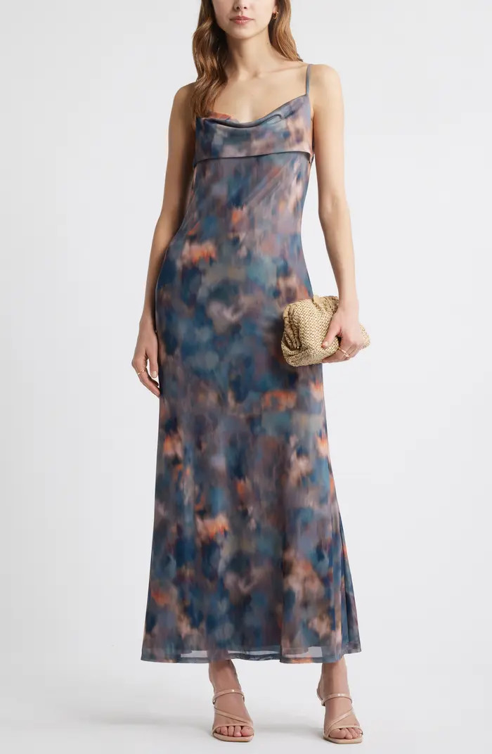 Print Mesh Maxi Dress | Nordstrom