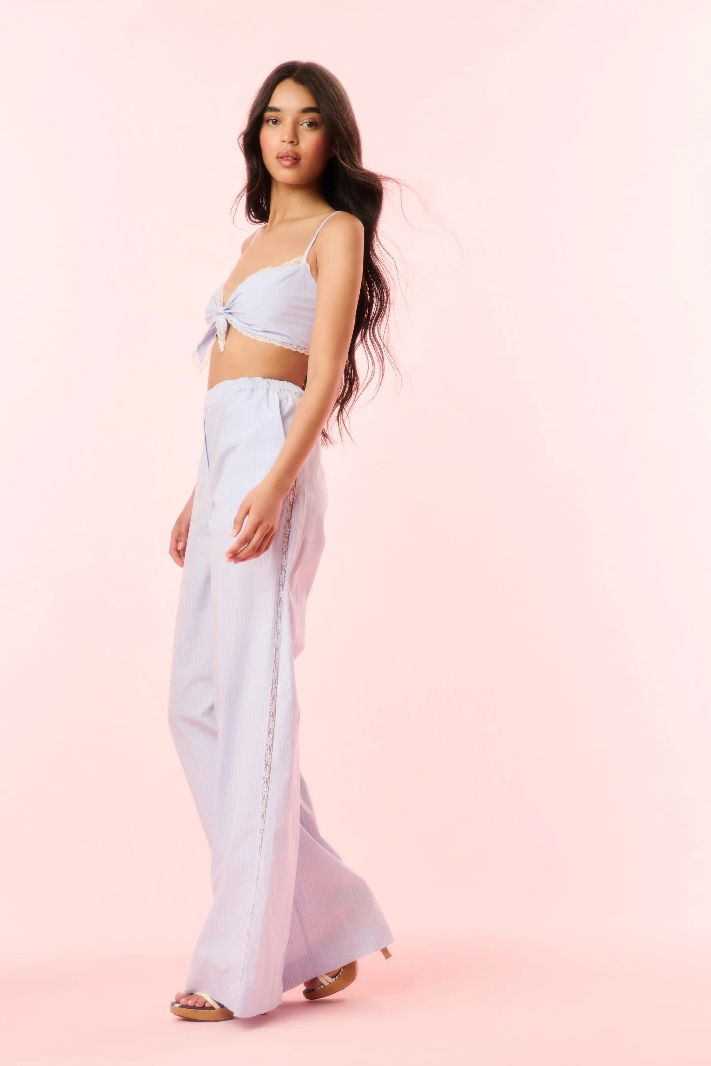 Helia Cotton Pinstripe Wide-Leg Pants | LoveShackFancy