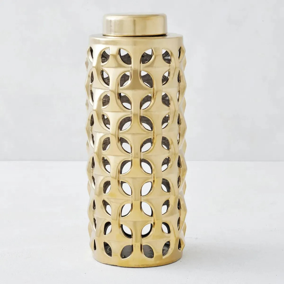 Magna Canister | Gold | Decorative Canister | Z Gallerie | Short 12" x 5.9"D | Ceramic | Z Gallerie