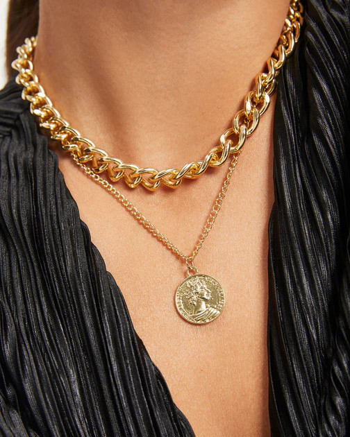 Shashi - Lucky Coin Layered Necklace - Gold | VICI