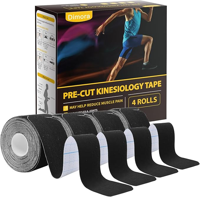 Dimora Kinesiology Tape, 80 Count Precut Strips 4 Rolls, Original Cotton, 10” Elastic Athletic ... | Amazon (US)