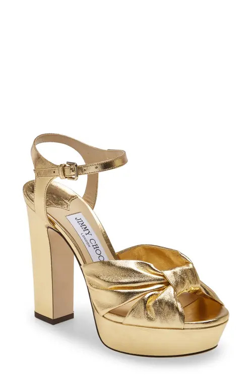 Jimmy Choo Heloise Metallic Platform Sandal in Gold at Nordstrom, Size 12Us | Nordstrom