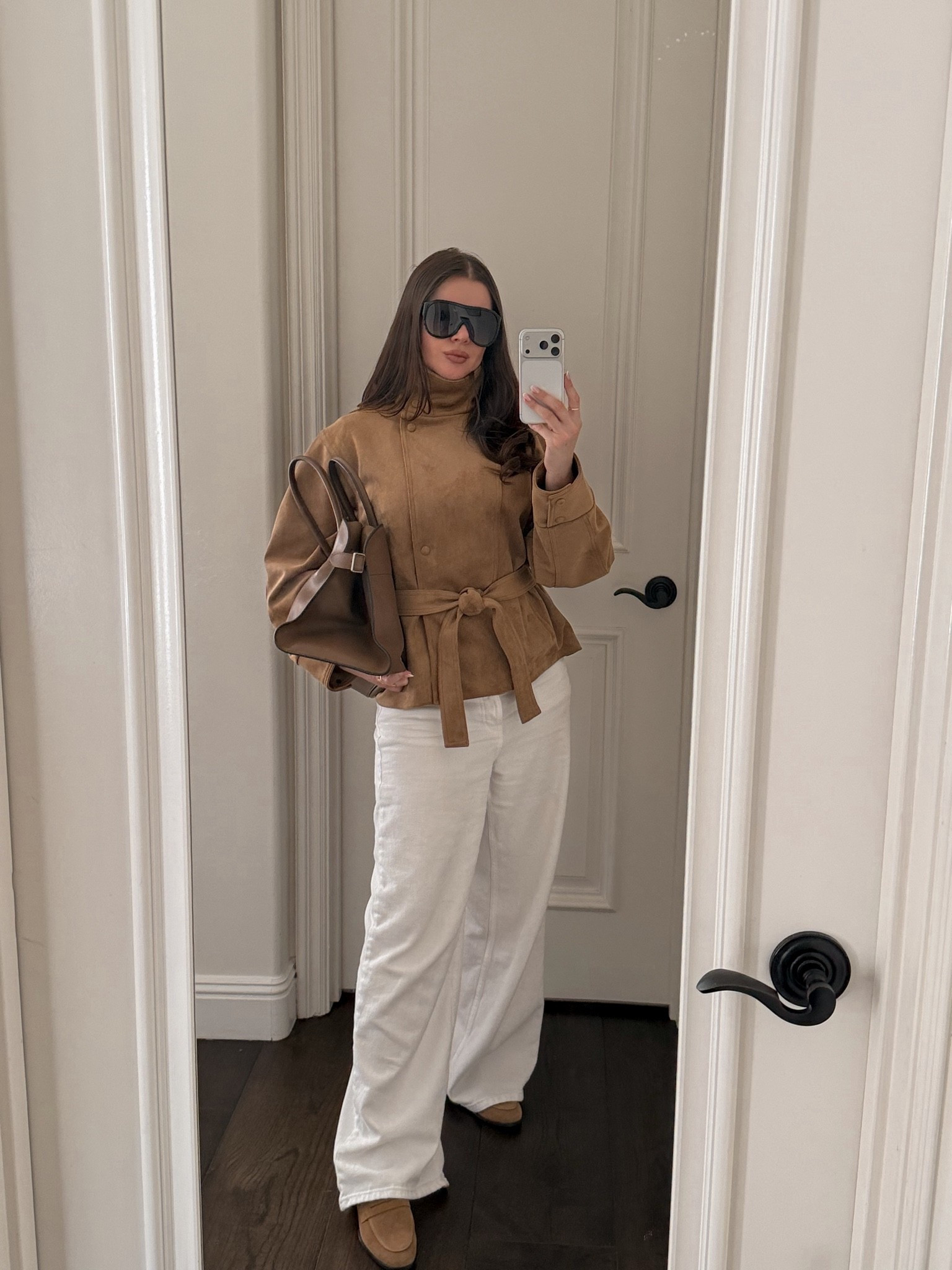 Styling @Zara brown suede high neck jacket with white jeans, a white tee and brown suede loafers. Classic brown Margaux tote, aviator sunnies and gold jewelry to elevate the look. The perfect outfit for fall. Wearing size S jacket, jeans size 6. 
#falloutfitswomen #falloutfits #tote #jacket #suede #loafers #whitejeans #casualoutfit

#LTKgrwm #LTKootd #LTKWorkwear

#LTKOver40 #LTKSaleAlert #LTKSeasonal