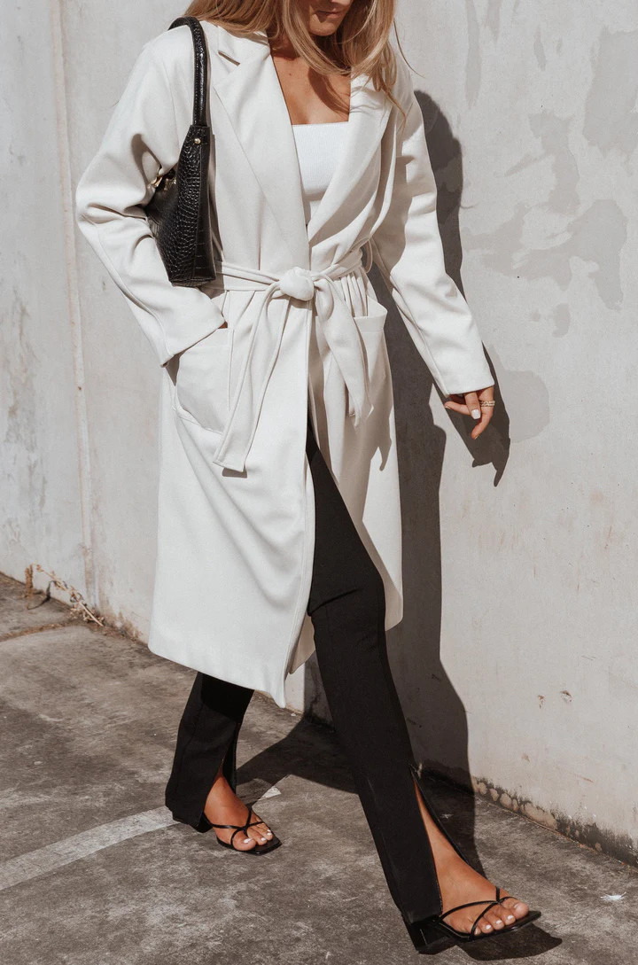 Eden Tie Front Coatigan - Beige | Petal & Pup (US)