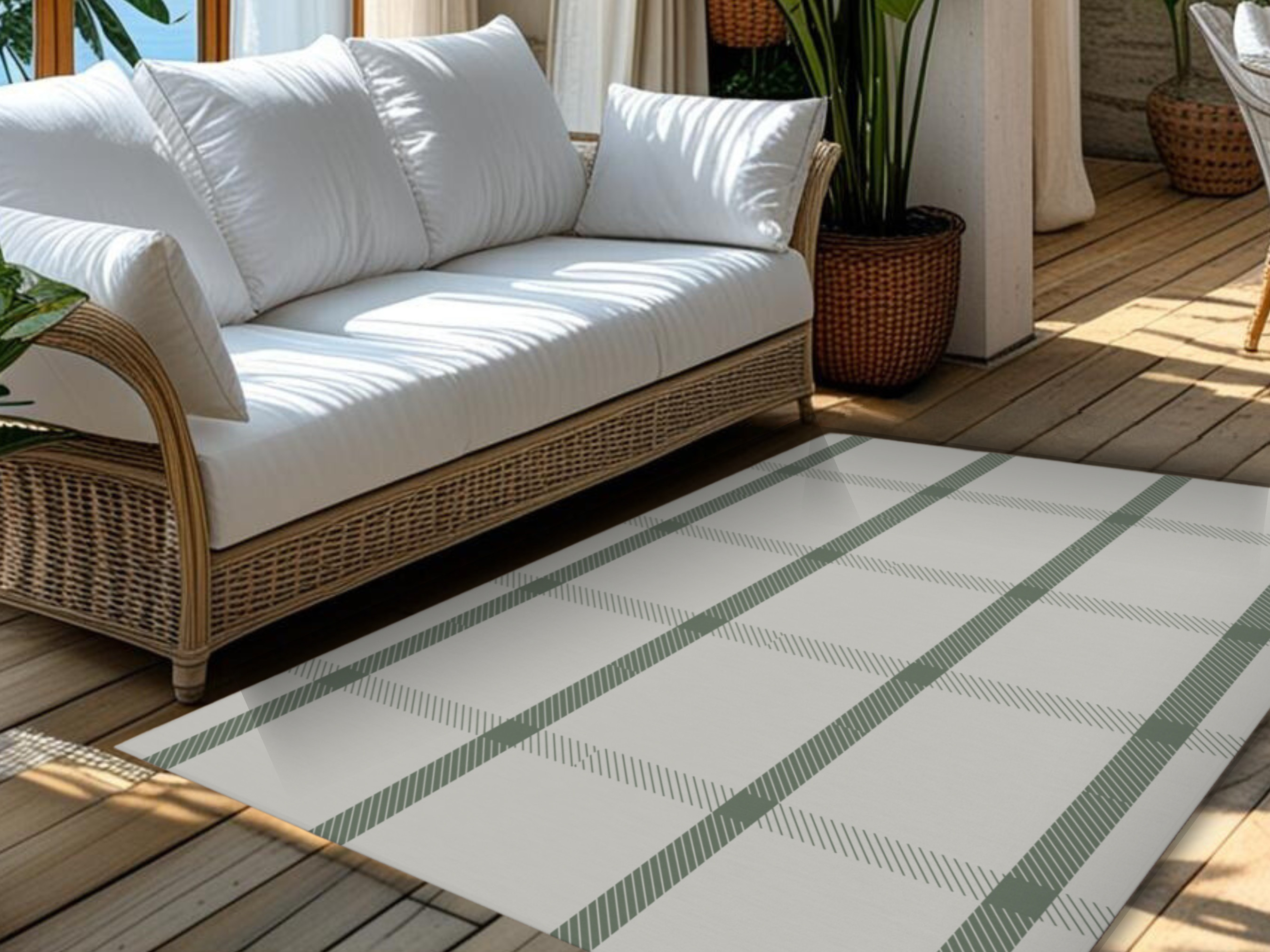 Sunroom Indoor Outdoor Green Plaid Rug 
.
A touch of green in your sunroom, entryway, laundry room or outside as an area rug for your patio.
.
See the different sizes  

 

#LTKsummer #LTKstyletip #LTKgiftguide