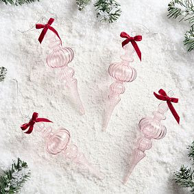LoveShackFancy Glass Finial Ornaments - Set of 4 | Pottery Barn Teen