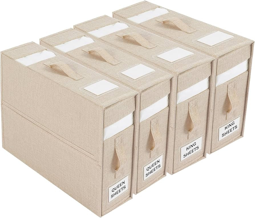 MOOWIND Under Bed Storage Containers Bins,4 Pack Bed Sheet Organizers and Storage(Queen or King S... | Amazon (US)