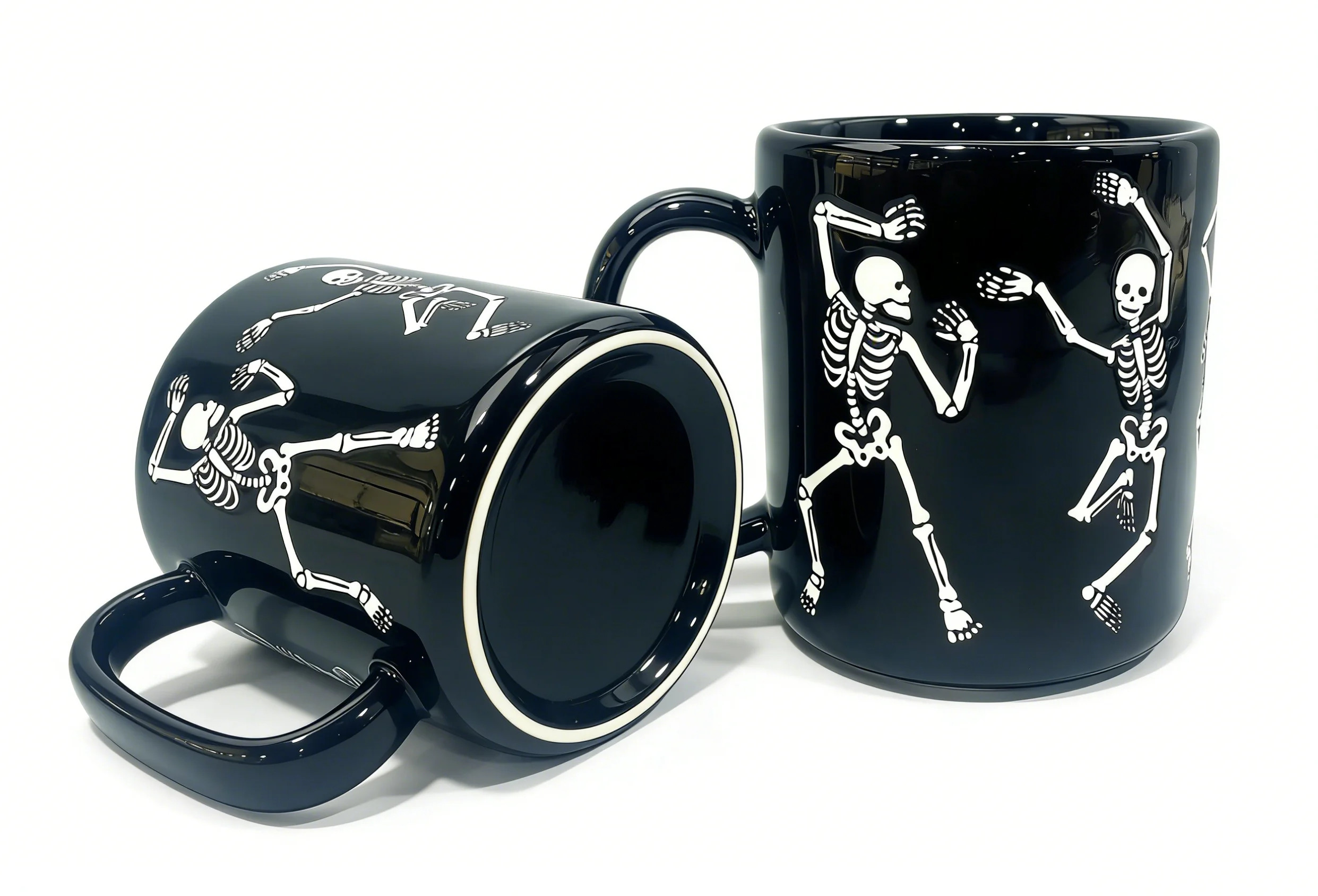 Way to Celebrate Ceramic Black Dancing Skeleton Mug, 2 Pack | Walmart (US)