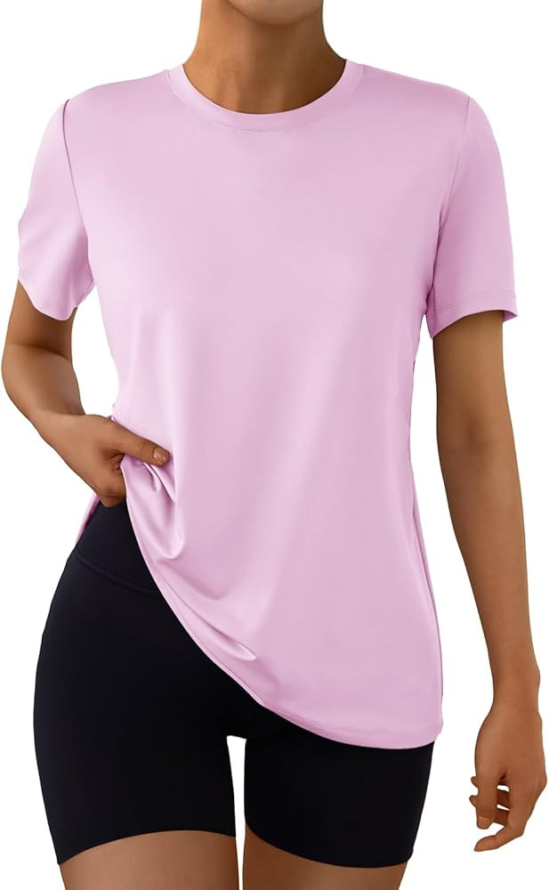 AUTOMET Women's Workout Tops Short Sleeve Gym Shirts Yoga Moisture Wicking Quick Dry Athletic Tsh... | Amazon (US)