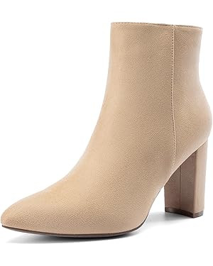 DREAM PAIRS Women's Chunky Heel Ankle Booties Pointed Toe Short Boots | Amazon (US)