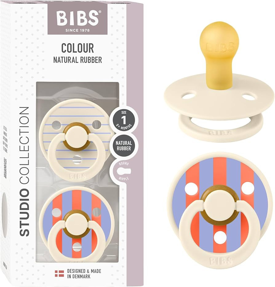 Bibs Pacifiers - Colour Studio 2 Pack | Round Nipple Baby Pacifier | BPA Free Natural Rubber Late... | Amazon (US)