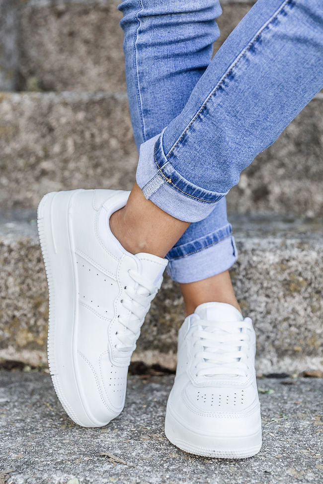 Kandace White Leather Sneakers FINAL SALE | Pink Lily