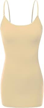 Bozzolo Women's Ladies Adjustable Spaghetti Strap Basic Long Cami Tunic Tank Top | Amazon (US)
