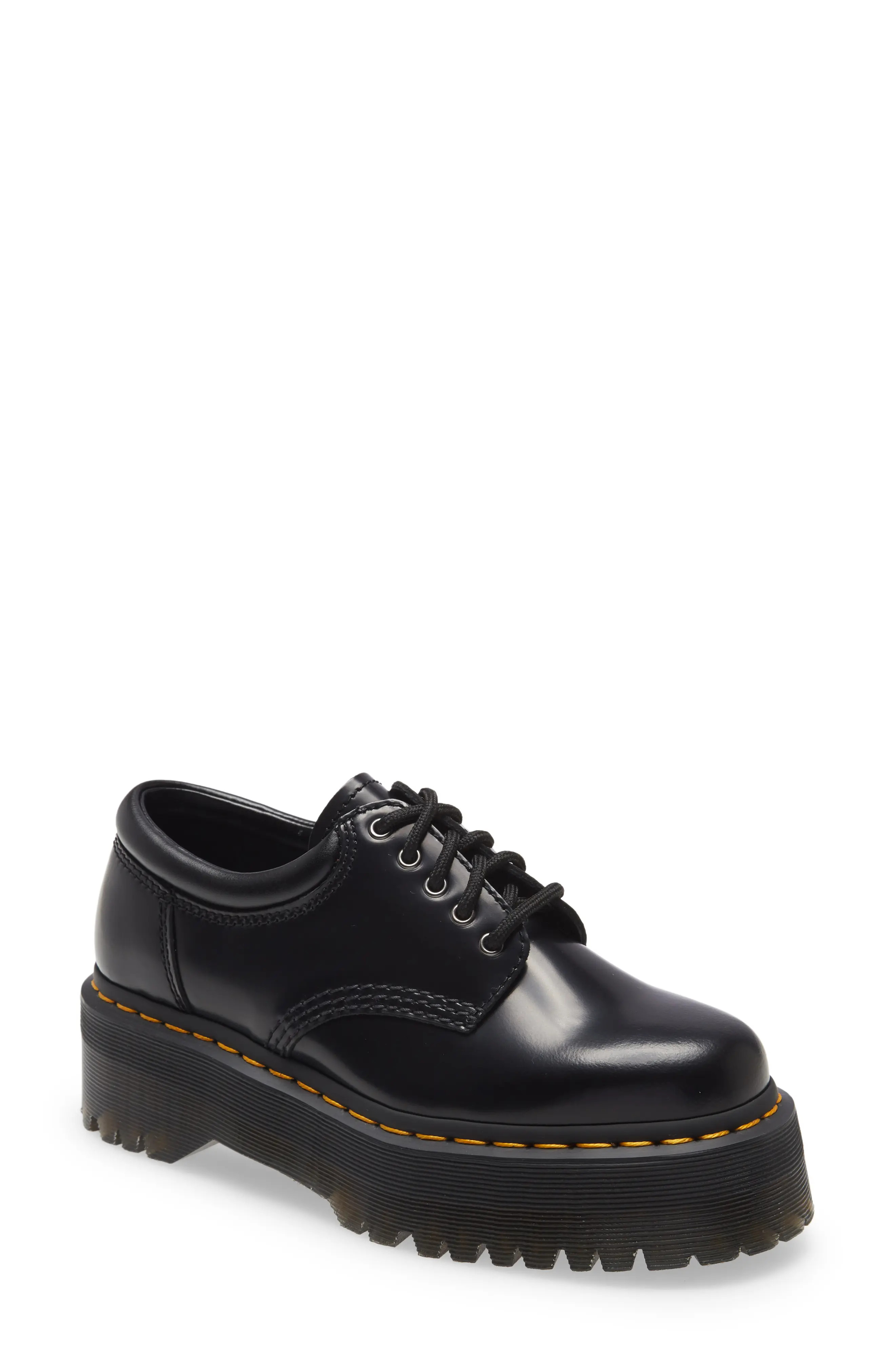 Dr. Martens 8053 Quad Smooth Platform Derby in Black at Nordstrom, Size 7Us | Nordstrom