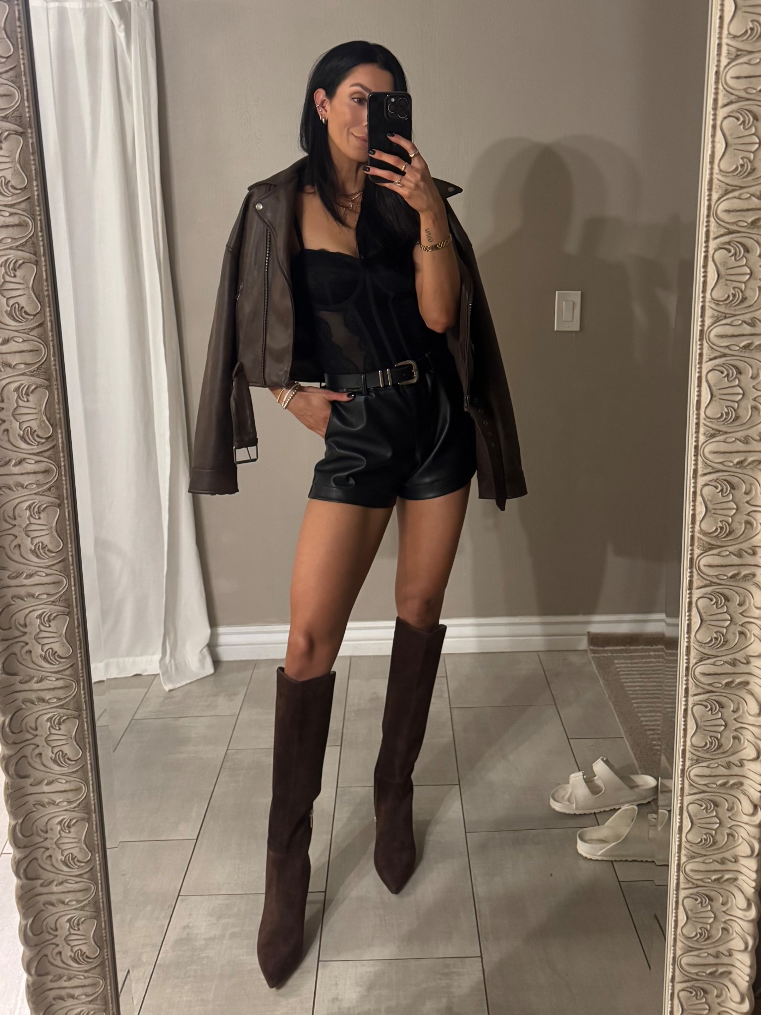 Last nights out fit for girls night! Love mixing black and brown. Shorts are on sale!

#LTKStyleTip #LTKShoeCrush #LTKSaleAlert