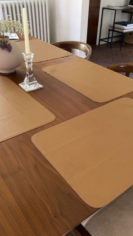 We also use their micro size (changing baby mats) as our everyday placemats. Easy to wipe down + protects our table. There are hardly any scratches and we do not baby this table at all. Color is Camel  

#LTKFind #LTKkids #LTKhome