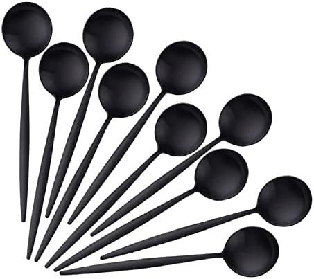 10 Pieces Black Stainless Steel Round Dessert Spoons Stainless Steel Espresso Spoons Mini Teaspoo... | Amazon (CA)