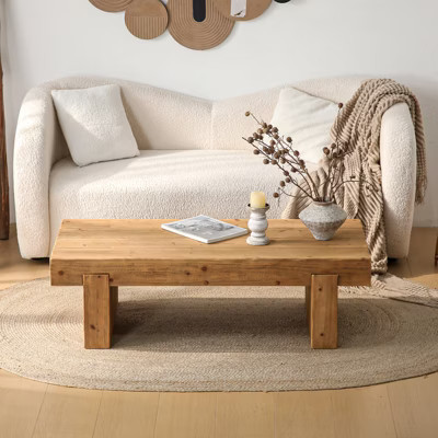GDFStudio Deylin 47.56" Rustic Wooden Rectangular Coffee Table, Natural Wood | Target