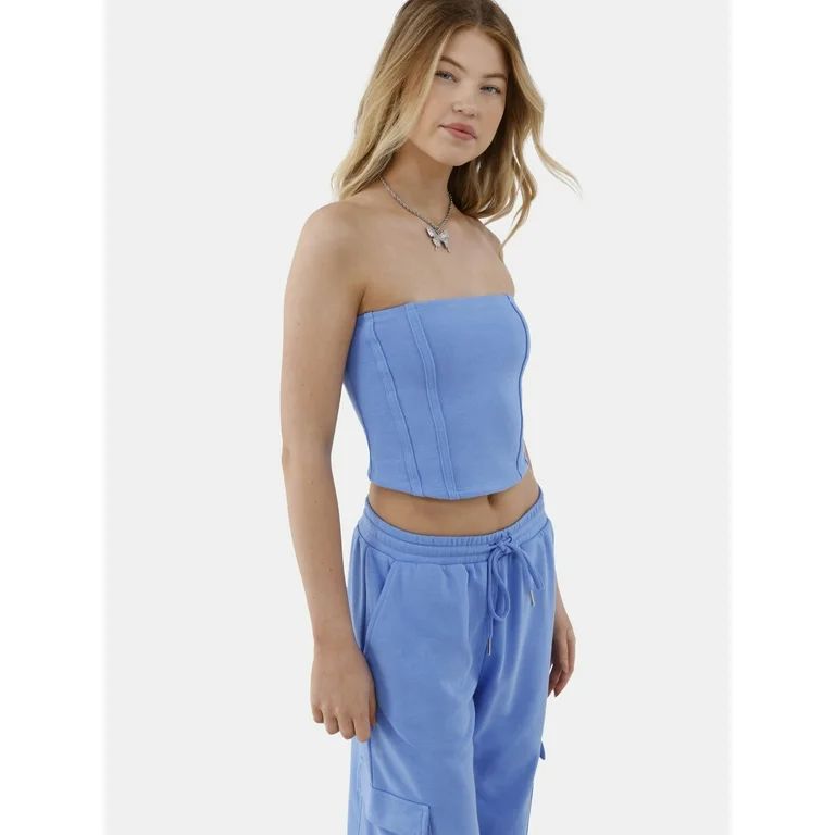 No Boundaries Tube Top and Sweatpants Set, 2 Piece, Women’s and Women's Plus | Walmart (US)