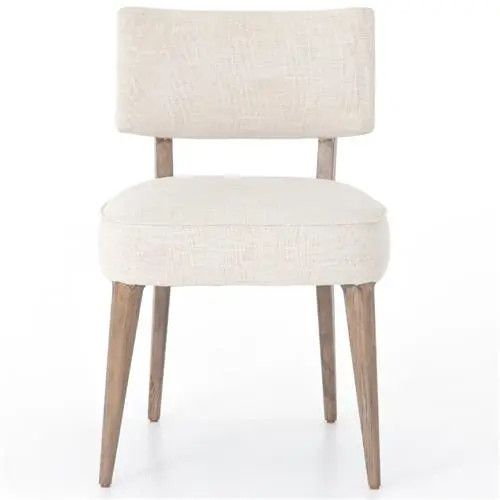 Andy Modern Classic Ivory Performance Seat Brown Wood Dining Chair | Kathy Kuo Home
