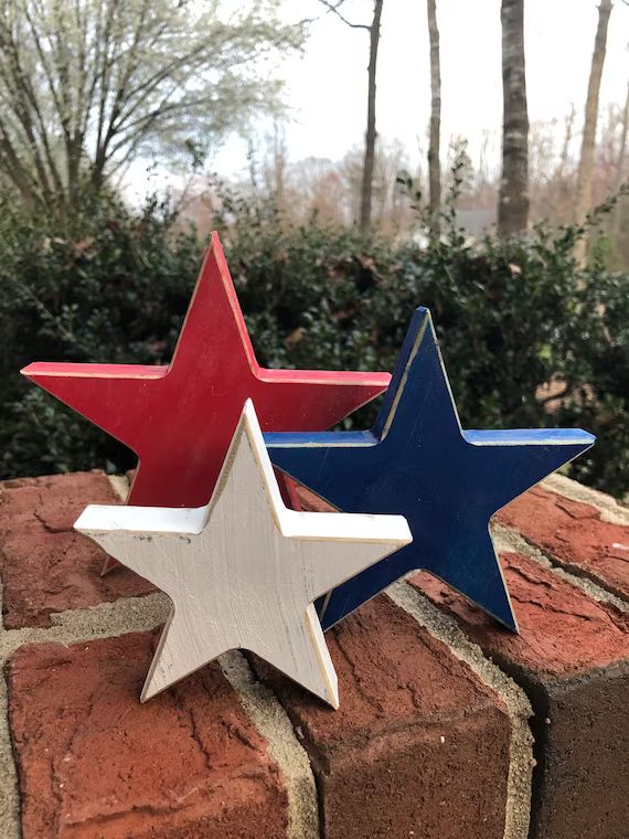 Patriotic Stars, 4th of July, Labor Day, America spirit, USA freedom. Rustic, Red, White & Blue s... | Etsy (US)