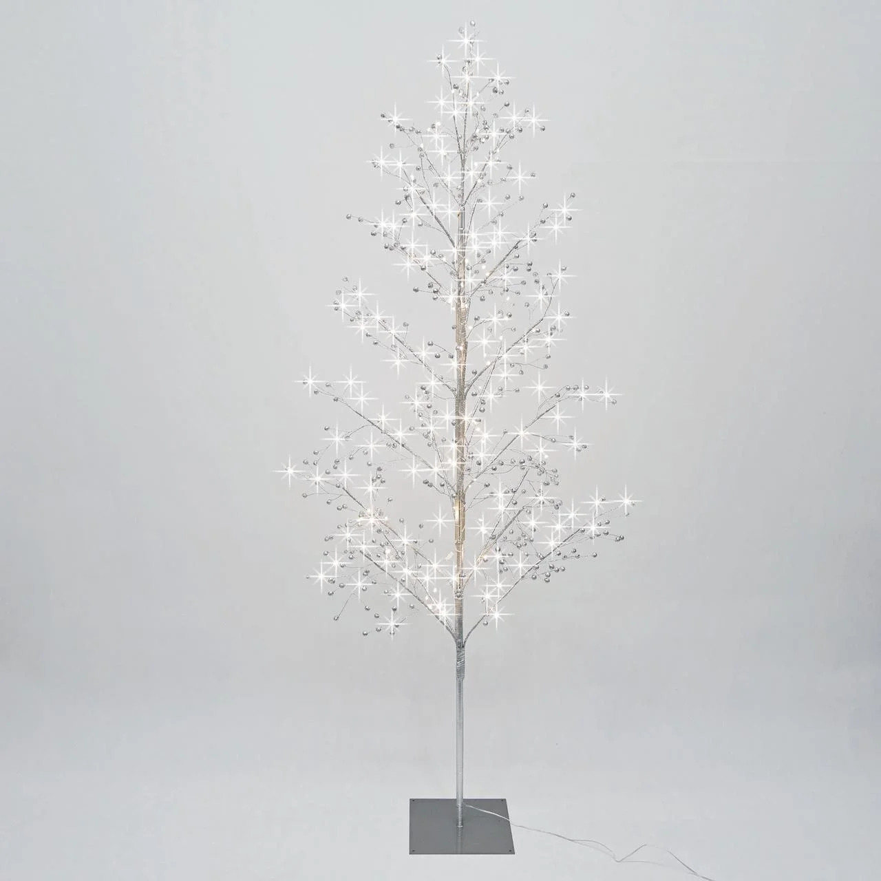 Pre-Lit 210 Warm White Twinkling LED Beaded Tree, Silver Glitters, 6 ft, by Holiday Time | Walmart (US)